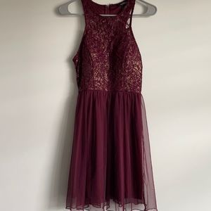 Speechless Juniors Lace Halter Top Dress Burgundy